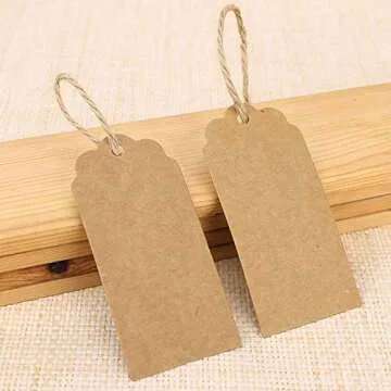 Zezzxu 100-Pack Kraft Paper Blank Gift Tags with Natural Jute Twine for Crafts & Wedding Christmas Gift Wrapping