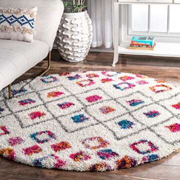 nuLOOM Tatyana Moroccan Diamond Shaggy Area Rug 5x8 Pink