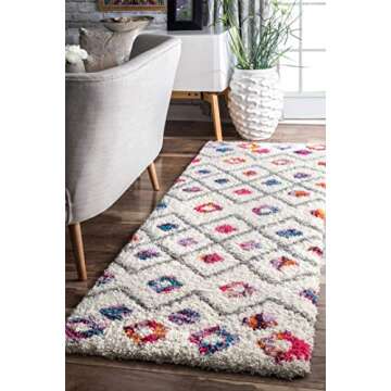 nuLOOM Tatyana Moroccan Diamond Shaggy Area Rug 5x8 Pink