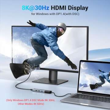 MOKiN USB C Hub, 5 in 1 USB C Multiport Adapter 8K HDMI(DP1.4 with DSC), 100W PD, 3 USB-A Data Ports, USB C Dongle for MacBook Pro/Air, iPad Pro, iMac, iPhone 15 Pro/Pro Max,XPS, Dell, Lenovo Thinkpad