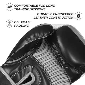 Sanabul Essential Gel Boxing Gloves for Men & Women, Kickboxing MMA, Muay Thai Gloves and Heavy Bag Training Punching & Sparring, Black/Metallic Silver 10 oz