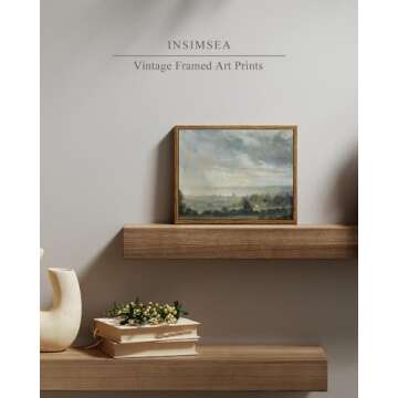 InSimSea Framed Canvas Wall Art Vintage Decor, Classical Scenery Wall Art Room Decor, Vast Grassland Painting Canvas Art Wall Decor, Living Room Bedroom Bathroom Wall Decor Home Decor, 8"x10"