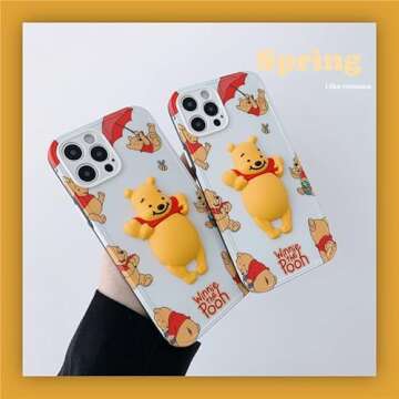 Ultra Slim Fit Soft TPU Cases for Apple iPhone 12 Pro Max Winnie The Pooh Bear Tummy Umbrella 3D Dec...