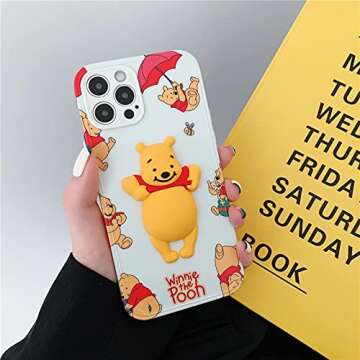 Ultra Slim Fit Soft TPU Cases for Apple iPhone 12 Pro Max Winnie The Pooh Bear Tummy Umbrella 3D Decoration Cartoon Adorable Cute Lovely Fun Girls Kids Teens Daughter