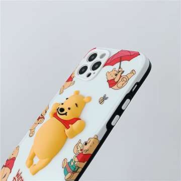 Ultra Slim Fit Soft TPU Cases for Apple iPhone 12 Pro Max Winnie The Pooh Bear Tummy Umbrella 3D Decoration Cartoon Adorable Cute Lovely Fun Girls Kids Teens Daughter