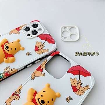 Ultra Slim Fit Soft TPU Cases for Apple iPhone 12 Pro Max Winnie The Pooh Bear Tummy Umbrella 3D Decoration Cartoon Adorable Cute Lovely Fun Girls Kids Teens Daughter