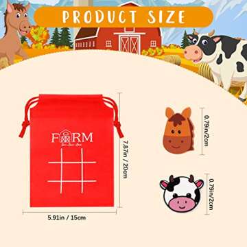 Sotiff 36 Pack Easter Gifts for Kids Tic Tac Toe Strategic Board Game for Kids and Family Farm Anima...