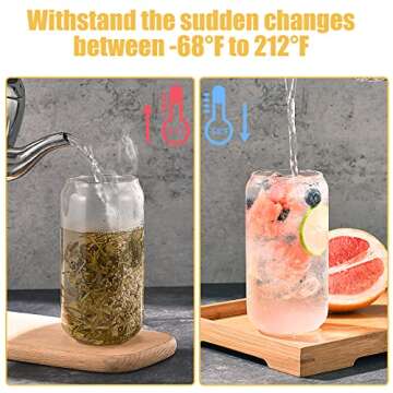 Stylish Morningrising Glass Cups with Lids & Straws