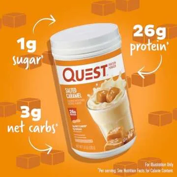 Quest Nutrition Salted Caramel Protein Powder, 26g Protein, 1g Sugar, Low Carb, Gluten Free, 1.6 Pou...