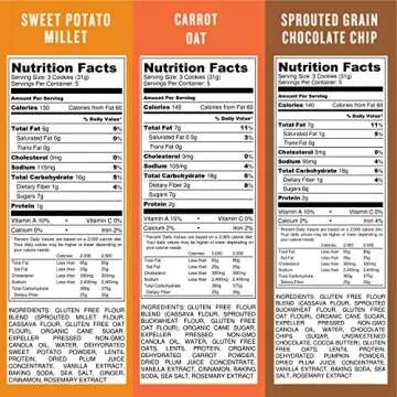 Partake Crunchy Cookies - Variety Pack | Chocolate Chip, GingerSnap & Carrot Oat | Vegan & Gluten Free | Free of Top 8 Allergens | Safe for the School Yard | Tasty, Nutritious & Less Sugar | 4 Boxes