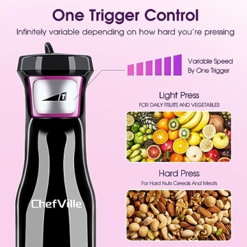 ChefVille Immersion Blender 5-In-1 Kitchen Tool Variable Speed
