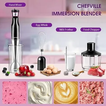 ChefVille Immersion Blender 5-In-1 Kitchen Tool Variable Speed