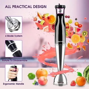 ChefVille Immersion Blender 5-In-1 Kitchen Tool Variable Speed