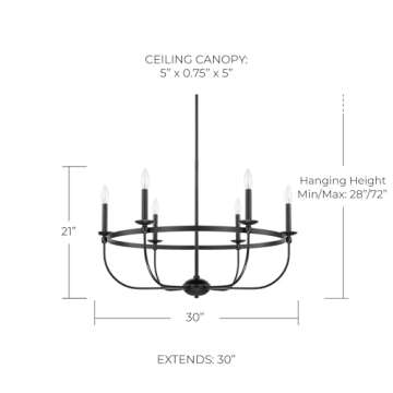 Capital Lighting 425161MB Rylann Urban/Industrial Minimalistic Candle Chandelier, 6-Light 360 Total ...
