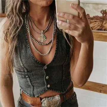 Miqil Women Y2k Vintage Button Down Denim Vest Sexy V Neck Retro Cowgirl Crop Jean Corset Top Grunge Rave Outfits Streetwear