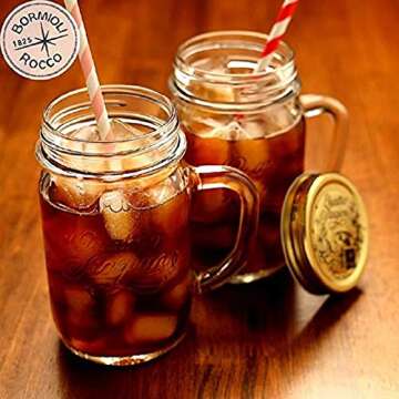 100PCS Biodegradable Paper Straws Bulk, Assorted Rainbow Colors Striped Drinking Straws for Juice, shakes, Cocktail, Coffee,Soda, Milkshakes, Smoothies,Celebration Parties and Arts Crafts Projects