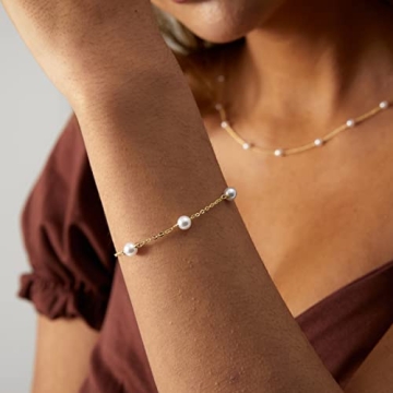 ASCOMY Dainty Pearl Bracelets - Handmade Freshwater Pearl Jewelry