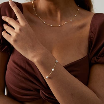 ASCOMY Dainty Pearl Bracelets - Handmade Freshwater Pearl Jewelry