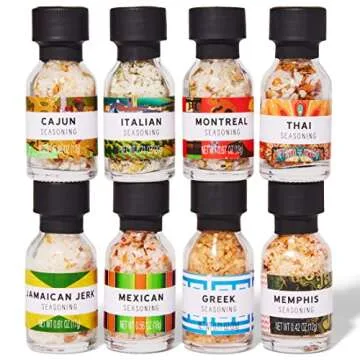 Thoughtfully Gourmet, Global Spice Collection Gift Set, International Seasonings Set, Flavors Include Greek, Italian, Mexican, Cajun Seasoning & More, Spice Set of 8