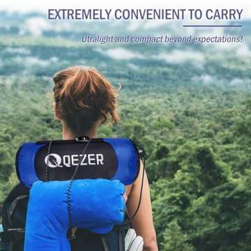 QEZER Down Sleeping Bag for Adults 32 Degree F Backpacking Sleeping Bag with 600 FP Down Ultralight Mummy Sleeping Bag with Compression Sack（RoyalBlue）