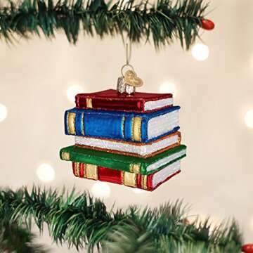 Old World Christmas Stack of Books Ornament for Gift Giving