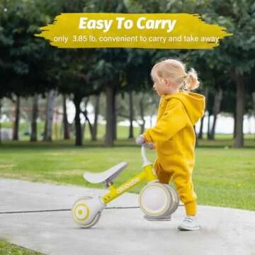 allobebe Baby Balance Bike, Toddler Bikes Bicycle for 12-36 Months for 1 Year Old Girl and boy to Scoot Around with Adjustable Seat Smooth Silent 3 Wheels, Shining Yellow