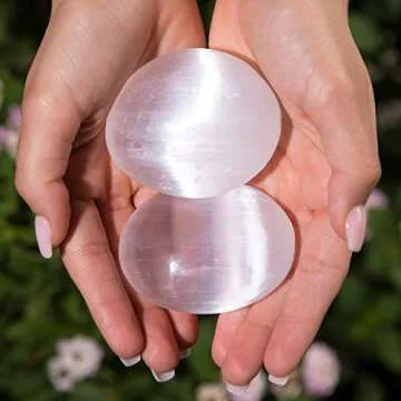 KALIFANO Selenite Worry Stones for Calm & Healing 2 Pack