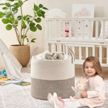 KAKAMAY Large Blanket Basket - Stylish Storage Solution