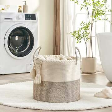 KAKAMAY Large Blanket Basket - Stylish Storage Solution
