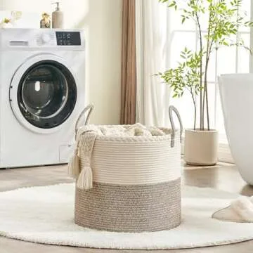 KAKAMAY Large Blanket Basket - Stylish Storage Solution