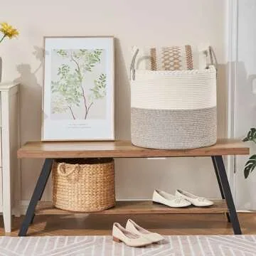 KAKAMAY Large Blanket Basket - Stylish Storage Solution