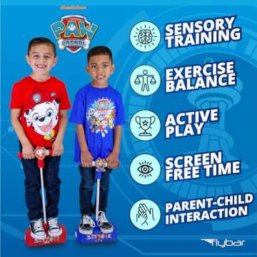 Flybar My First Foam Pogo Jumper for Kids Fun and Safe Pogo Stick for Toddlers, Durable Foam and Bungee Jumper for Ages 3 and up, Supports up to 250lbs (Paw Patrol Chase)