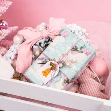 LeZakaa Christmas Metallic Foil Wrapping Paper Set - 4 Rolls