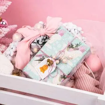 LeZakaa Christmas Metallic Foil Wrapping Paper Set - 4 Rolls