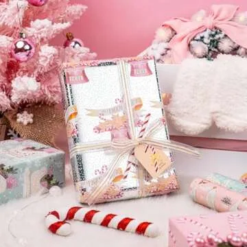 LeZakaa Christmas Metallic Foil Wrapping Paper Set - 4 Rolls