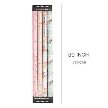 LeZakaa Christmas Metallic Foil Wrapping Paper Set - 4 Rolls