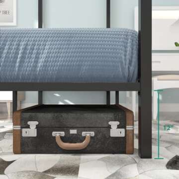 YITAHOME Metal Canopy Bed Frame with Storage Solutions