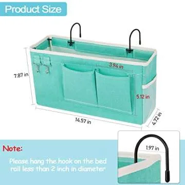 Loghot Bedside Caddy/Bedside Storage Bag Hanging Organizer for Bunk and Hospital Beds,Dorm Rooms Bed Rails,Can be Placed Glasses,Books,Mobile Phones,Keys (Green)