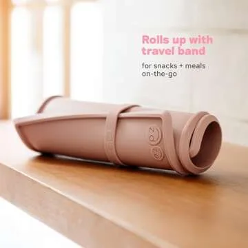 ezpz Tiny Placemat - 6 Months+ (Blue) - Non-Slip, 100% Silicone Placemat for Toddlers and Babies - Fits on Most Highchair Trays - Rolls-Up - Dishwasher Safe