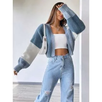 Comfy SHENHE Women's Color Block Cardigan Knit Sweater