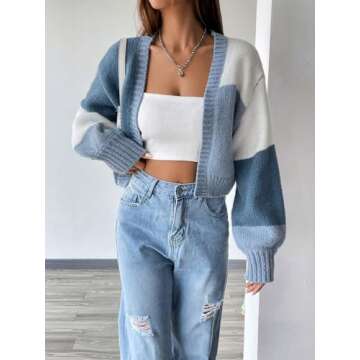 Comfy SHENHE Women's Color Block Cardigan Knit Sweater