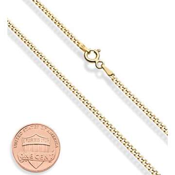 Miabella Italian 18K Gold Over 925 Sterling Silver 2.3mm Curb Cuban Link Chain Necklace for Women Ma...