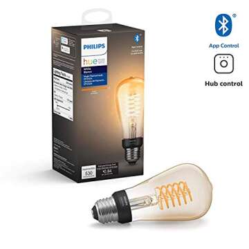 Philips Hue White Dimmable Filament ST19 LED Smart Vintage Edison Bulb, Bluetooth & Hub Compatible (Hue Hub Optional), Voice Activated with Alexa