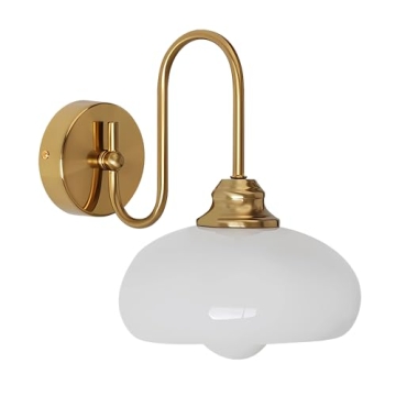 KCO Lighting 1-Light Vintage Bathroom Wall Sconces Gold Globe Wall Sconce Lighting Brushed Brass Bed...