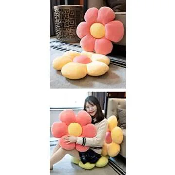 WYIKE Flower-Shaped Cute Pillow, Flower Cushion, Reading Pillow and Leisure and Comfortable Pillow, Car Cushion (Beige/Yellow, 40cm*40cm)