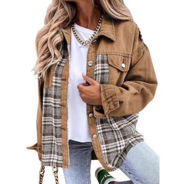 Stylish SHEWIN Plaid Denim Jacket for Women 2025