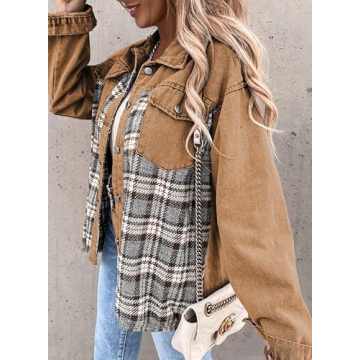Stylish SHEWIN Plaid Denim Jacket for Women 2025