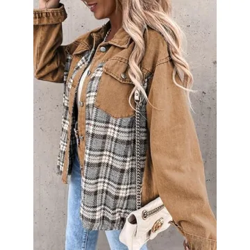Stylish SHEWIN Plaid Denim Jacket for Women 2025