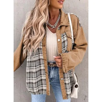 Stylish SHEWIN Plaid Denim Jacket for Women 2025