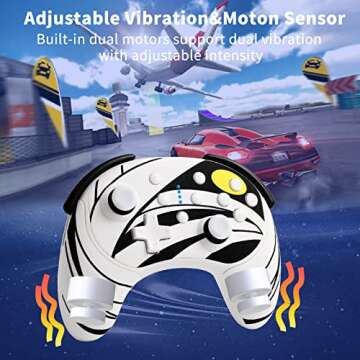 STOGA Wireless Switch Controller, Cute Dog Switch Pro Controller for Switch/Lite/OLED, Gaming Gamepad with Wake-up,Dual Vibration,Gyro Axis,Turbo & Programmable Function,2 Magnetic Replacement Covers